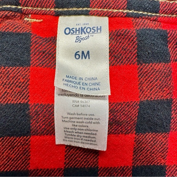 OSHKOSH B'GOSH KHAKI CORDUROY & PLAID OVERALLS - Picture 5 of 12